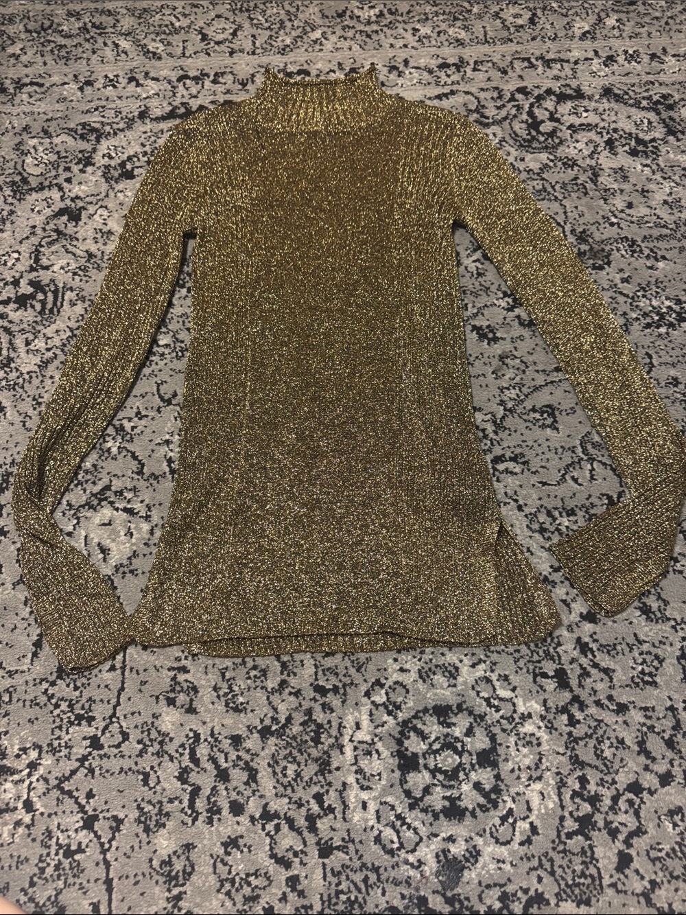 H&M vintage Gold Metallics Mock Neck Sweater